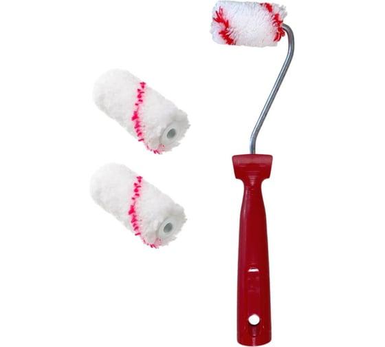 Мини-валик в сборе ACCURATE 395х75х45 Полиамид 60мм ворс 11мм + 2 сменных ролика Водные краски 33060170/2 1