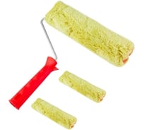 Набор валик фасадный меховой КЭС Termo-Fusion зеленый, 150 мм в сборе, 81 мм, ворс 18 мм, бюгель 6 мм + 2 запасных ролика микс цветов 10310028