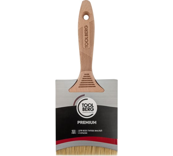 Кисть плоская Toolberg Премиум, смешанная щетина, дер. бук. рук., 100мм ЛА-00005133 1