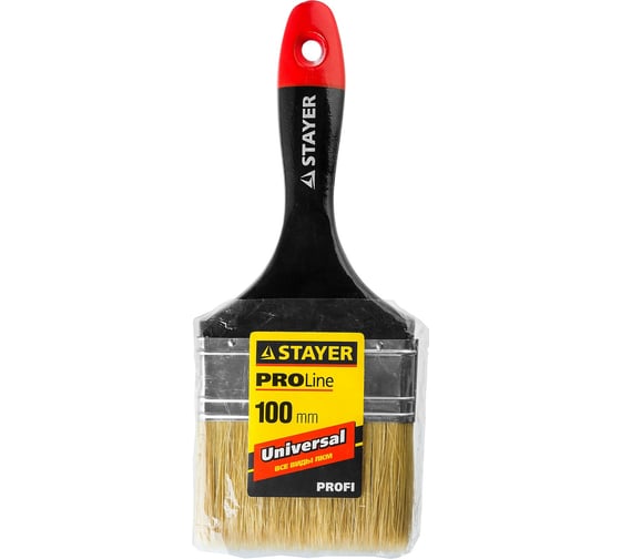 Плоская кисть STAYER Professional Universal светлая натуральная щетина, деревянная ручка, 100мм, 4" 0104-100