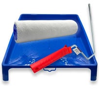 Валик малярный Alvar с ручкой для красок 250х48мм, ворс 12 мм, белый, ванночка для краски 300х150мм AL-T300-V250W-RHS825