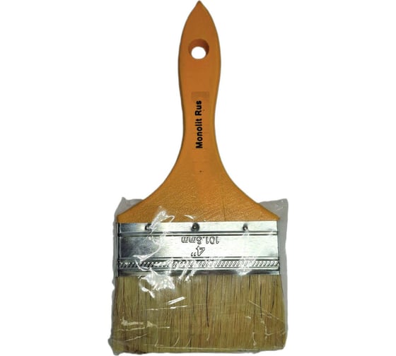 Кисть плоская Monolit 100 мм, натуральная щетина, деревянная ручка 2008