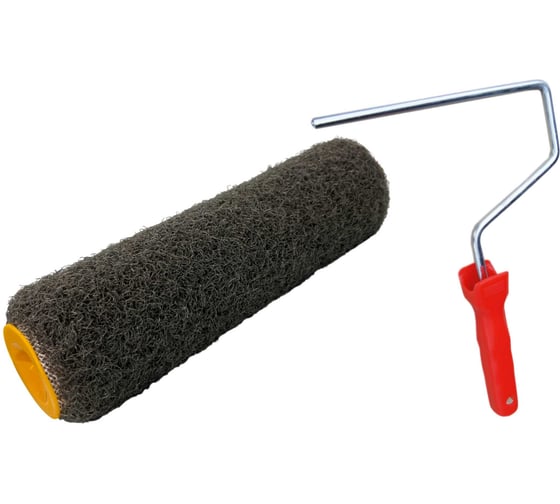 Валик малярный для нанесения шпаклёвки Alvar 250х50мм, ворс 15 мм, Ручка для валика длиной 25см, толщина стали 8 мм AL-V250B-RHS825