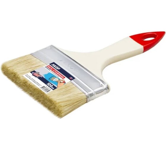 Кисть плоская универсальная АКОР 100х8 мм, легкая пластиковая ручка, Столичная 137 08 100