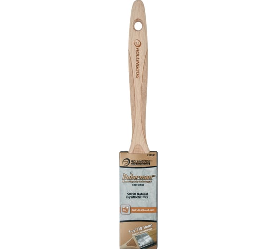 Малярная кисть Rollingdog DOBERMAN X500 38,1 мм, прямой срез, щетина 50 премиальная синтетическая нить, 50 натуральная щетина, 10261