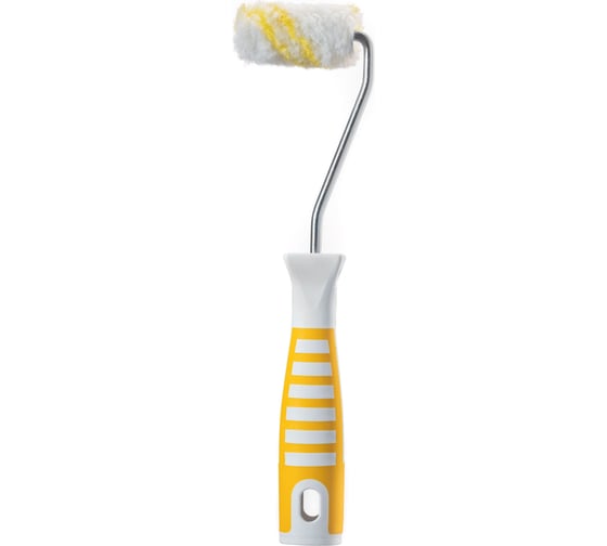 Валик для эмалей Акор, ролик-мини 60 мм, полиамид 12 мм, кронштейн 6 мм, ручка двухкомпонентная, Профи 512 30 060