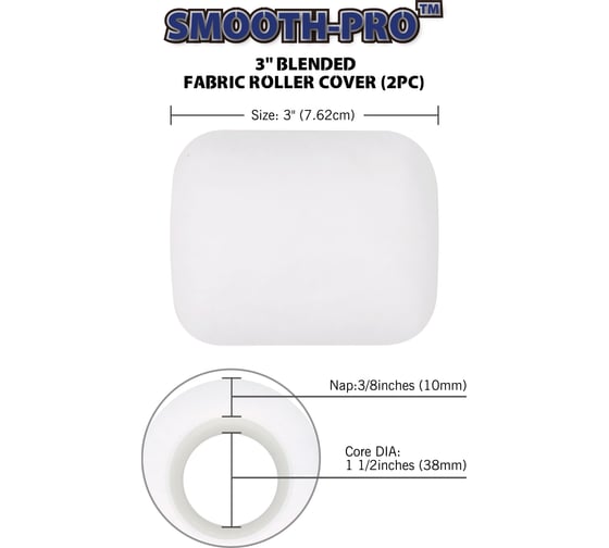 Малярный мини-валик Rollingdog Smooth-Pro из полиэстера, 76 мм, ворс 9.5 мм, 2 шт. 00273