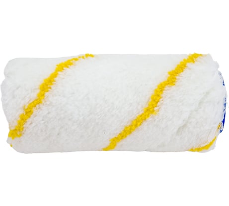 Валик Управдом полиамид, белый с желтой полосой, 100x30 мм, сменный, бюгель 6 мм 4100003180