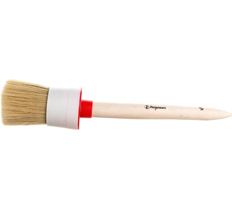 Круглая кисть Петрович натуральная щетина, деревянная ручка, диаметр 50 мм 4100000178