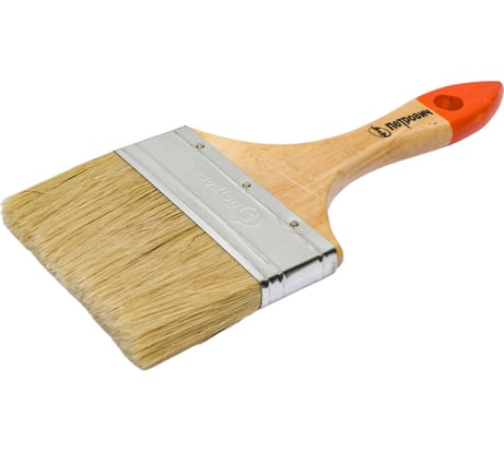 Плоская кисть Петрович 100 мм, натуральная щетина, деревянная лакированная ручка 4100000191