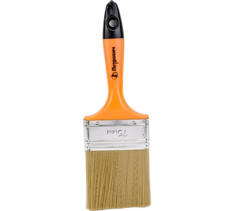 Плоская кисть Петрович 75 мм, искусственная щетина, пластиковая рукоятка 4100002365