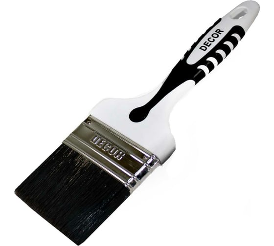 Кисть DECOR Black White для грунта 35x15мм, черная щетина, 2К ручка 840-035 11607201 1