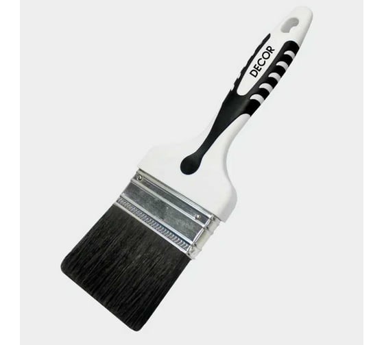 Кисть DECOR Black White для грунта 50x15мм, черная щетина, 2К ручка 840-050 11607146