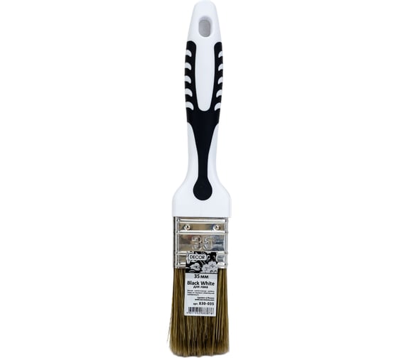 Кисть DECOR Black White для лака 35x15мм, темная щетина, 2К ручка 830-035 11607887