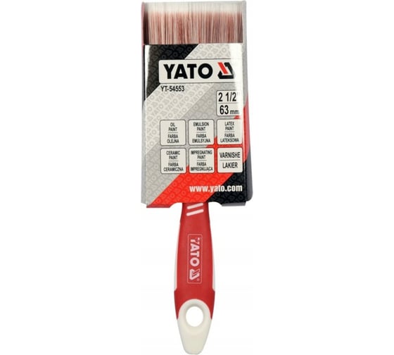 Флейцевая кисть YATO 63мм, акриловая щетина, двухкомпонентная нескользящая ручка YT-54553