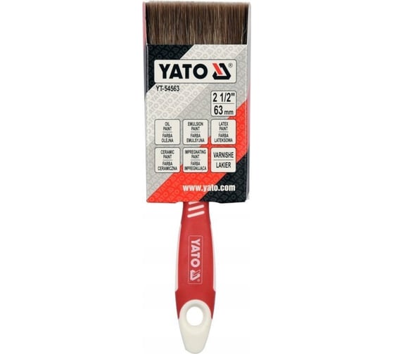 Флейцевая кисть YATO 63мм, расщепленная щетина, двухкомпонентная нескользящая ручка YT-54563