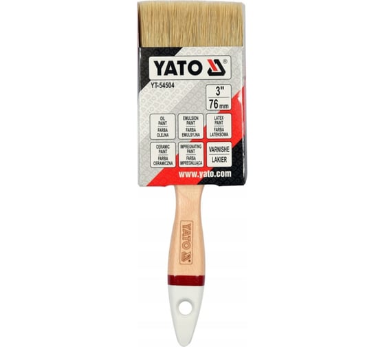 Флейцевая кисть YATO 76мм, тип английский, деревянная ручка YT-54504