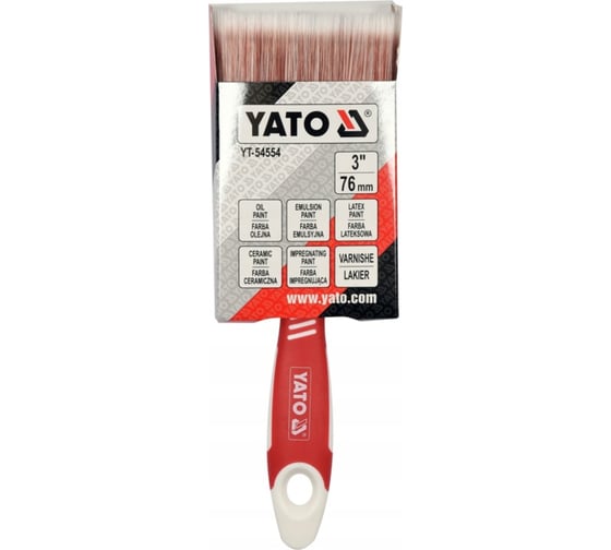 Флейцевая кисть YATO 76мм, акриловая щетина, двухкомпонентная нескользящая ручка YT-54554