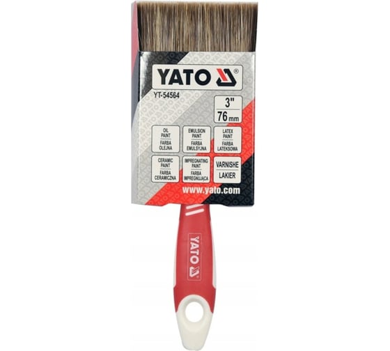Флейцевая кисть YATO 76мм, расщепленная щетина, двухкомпонентная нескользящая ручка YT-54564