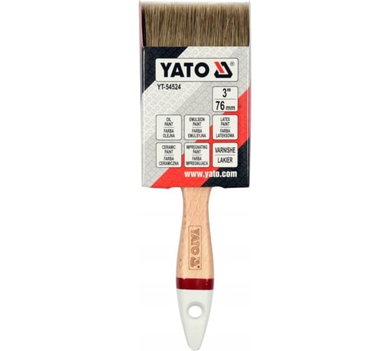 Флейцевая кисть YATO акриловая 76мм, тип английский, деревянная ручка YT-54524