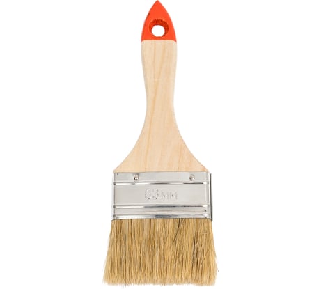 Плоская кисть 888 натуральная щетина 2,5'' - 63 мм * 10 мм Стандарт 0126240