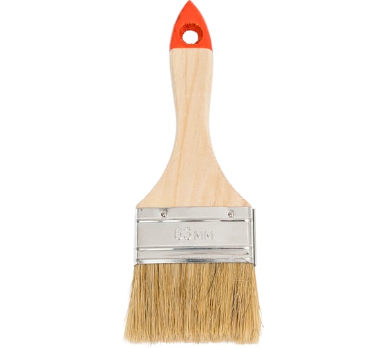 Плоская кисть 888 натуральная щетина 2,5'' - 63 мм * 10 мм Стандарт 0126240