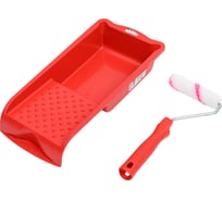 Малярный набор для водных красок МЕЛОДИЯ ЦВЕТА ванночка 330x170 мм, валик 110 мм, полиэстер 400-110+ванн(крас)