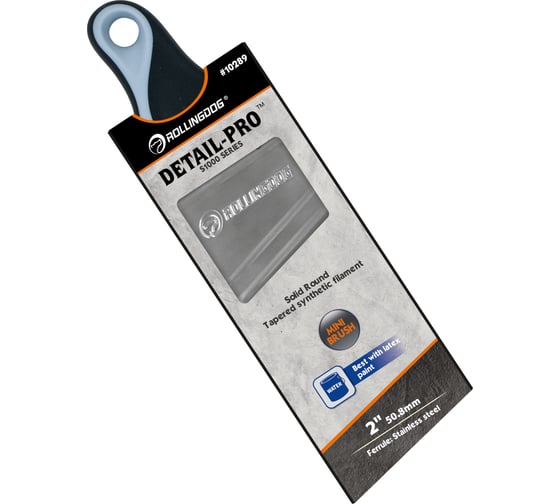 Плоская кисть Rollingdog DETAIL PRO с короткой ручкой, 50 мм, угловой срез 10289