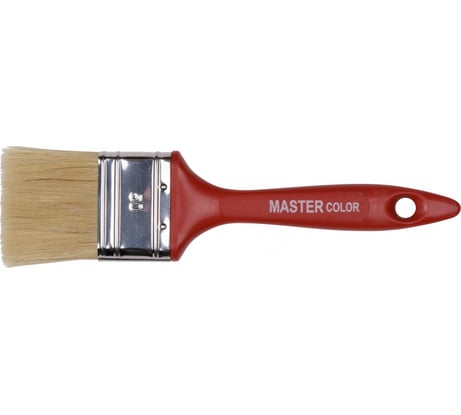 Флейцевая кисть, толщина 12мм, 70% ПБT / 30% светлая натуральная щетина, нержавеющий обжим, пластиковая ручка, ширина 50мм МASTER COLOR 30-0123