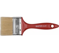 Флейцевая кисть, толщина 12мм, 70% ПБT / 30% светлая натуральная щетина, нержавеющий обжим, пластиковая ручка, ширина 70мм МASTER COLOR 30-0124