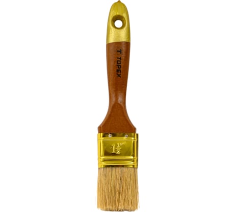 Плоская кисть 1.5 дюйма (лакированная деревянная ручка, натуральная щетина, для масляных красок) TOPEX Профи 19b615