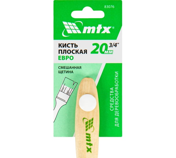 Кисть MTX плоская "Евро" 3/4", смешанная щетина, деревянная ручка 83076