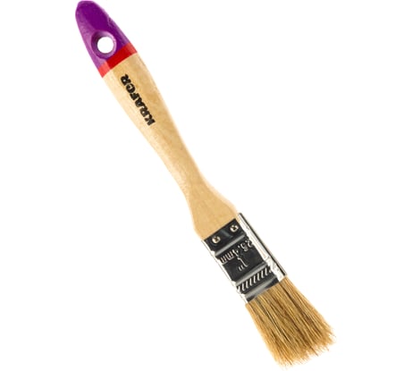 Плоская кисть с натуральной щетиной KRAFOR ЕВРО №1/25мм, деревянная ручка 004-0010 49211