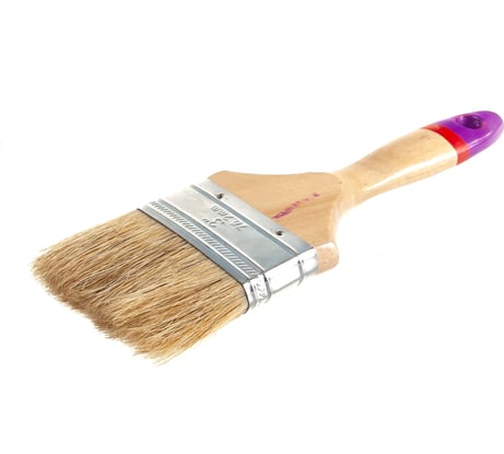 Плоская кисть с натуральной щетиной KRAFOR ЕВРО №3, 75мм, деревянная ручка 004-0030 49215