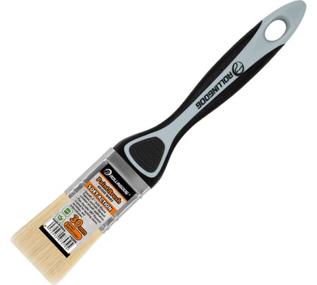 Кисть Rollingdog BX1000 малярная плоская 30 мм, прямой срез, щетина 100% синтетическая нить, мягкая 10598