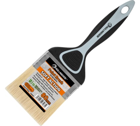 Кисть Rollingdog BX1000 малярная плоская 80 мм, прямой срез, щетина 100% синтетическая нить, мягкая 10602