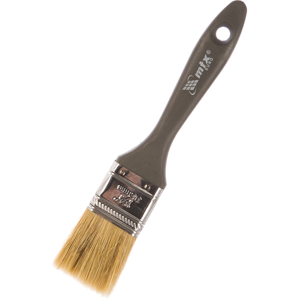 Плоская кисть "Евро" 1,5", натуральная щетина, пластмассовая ручка MTX ...