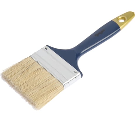 Кисть ТУНДРА плоская, натуральная щетина, пластиковая рукоятка, 3, 75 мм 881519