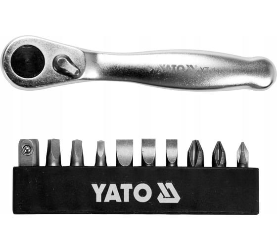 Набор бит с трещоткой YATO 1/4", 11 предметов YT-14390