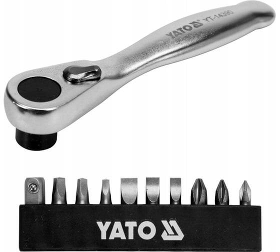 Набор бит с трещоткой YATO 1/4", 11 предметов YT-14390