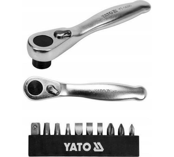 Набор бит с трещоткой YATO 1/4", 11 предметов YT-14390