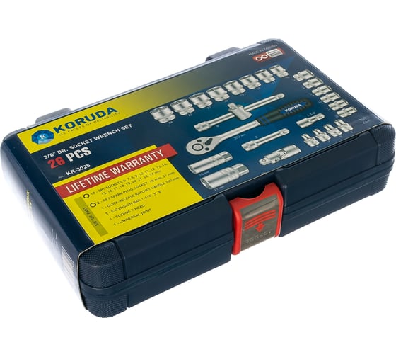 Набор торцевых головок  3/8" 26 предметов KORUDA KR-3026PMQDR KR-3026