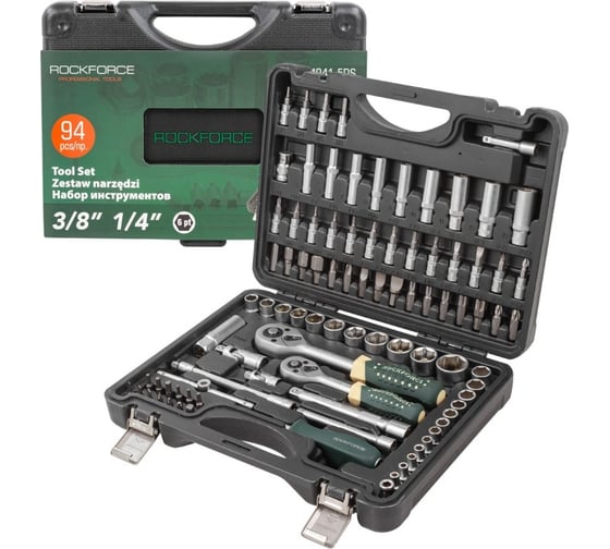 Набор торцевых головок и вставок ROCKFORCE 1/4", 3/8"DR 6-гранных, 94 предмета RF-4941-5DS
