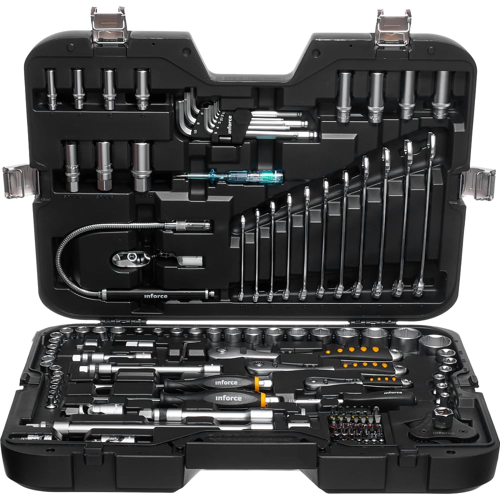 Набор инструментов Inforce 120 предметов 1/2" & 3/8" & 1/4", Сталь Cr-V ...