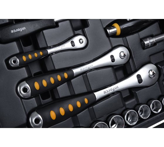 Набор инструментов Inforce 120 предметов 1/2" & 3/8" & 1/4", Сталь Cr-V, Профессиональный, 06-07-20