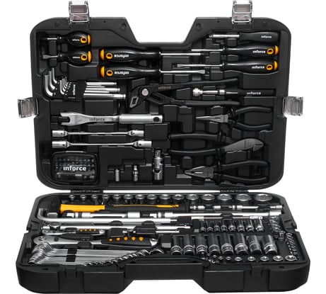 Набор инструментов Inforce 136 предметов 1/2 дюйма и 1/4 дюйма, Сталь Cr-V, Профессиональный, 06-07-17