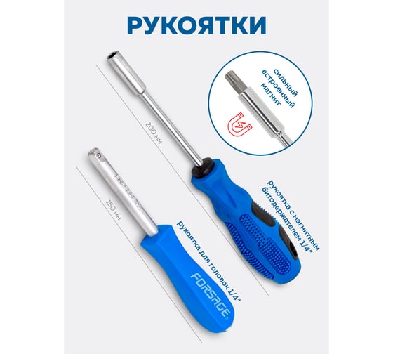 Набор инструментов Forsage 1/4", 3/8", 1/2", 6 гранные, 4-32 мм, 216 предметов F-38841/38841-5/(47791)