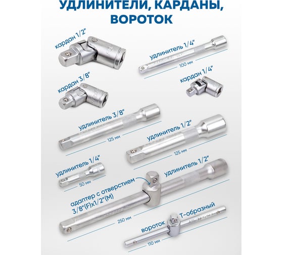 Набор инструментов Forsage 1/4", 3/8", 1/2", 6 гранные, 4-32 мм, 216 предметов F-38841/38841-5/(47791)