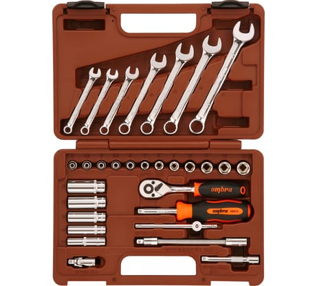 Набор торцевых головок 1/4" и комбинированных ключей, 30 предметов Ombra OMT30S 55482