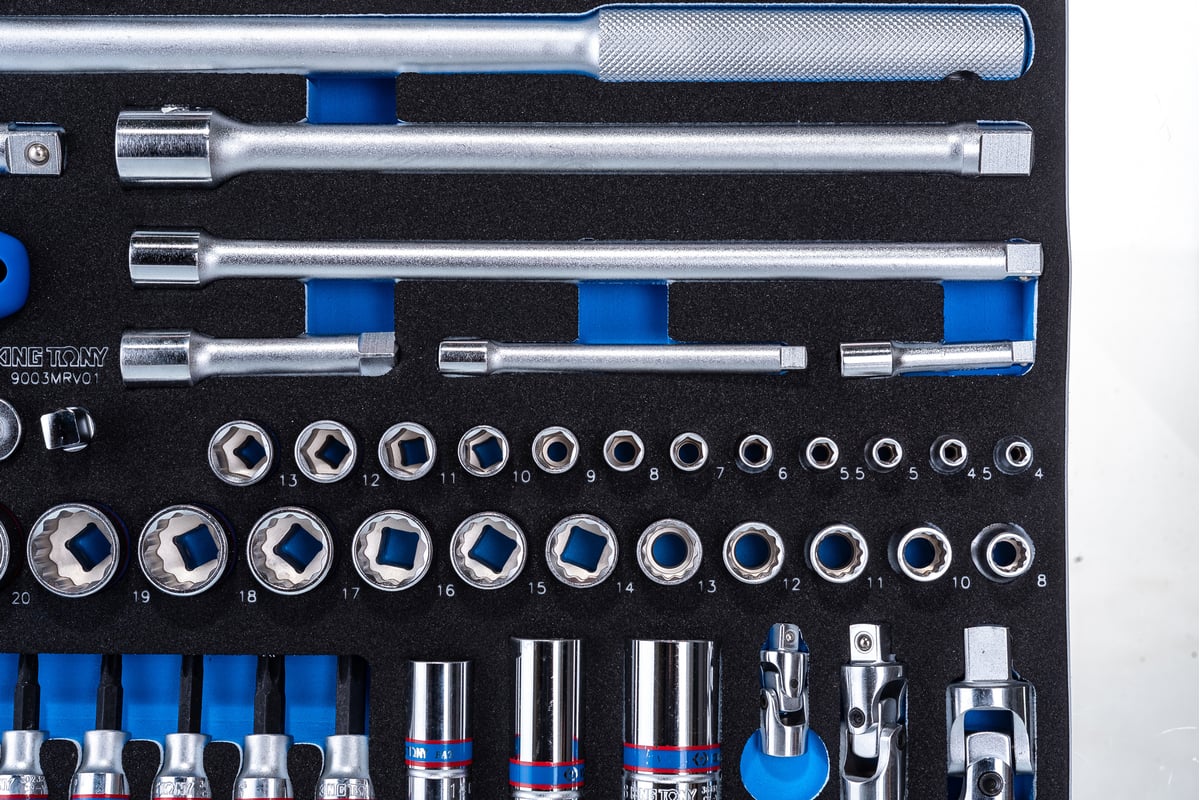 Набор торцевых головок 1/4"&3/8"&1/2" с принадлежностями, ложемент, 103 ...